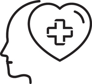 Person with First Aid Cross in Heart by Head