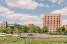 UMBC Sign in front of Administration building