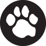 Black circle with UMBC paw in the middle