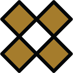 four brown squares lined up in a diamond pattern